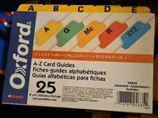 Oxford A-z Laminated Tab Card Guides  25 X Divider Printed A-Z 6"