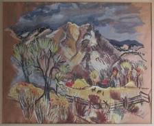 Southwestern modernist impressionist watercolor possibly Elise Seeds Armitage