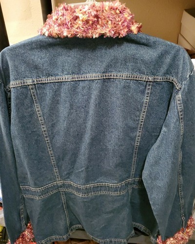 VTG North Crest Women's Blue Jean Denim Jacket  Multicolored Fancy Collar  Wc10 - Picture 2 of 2