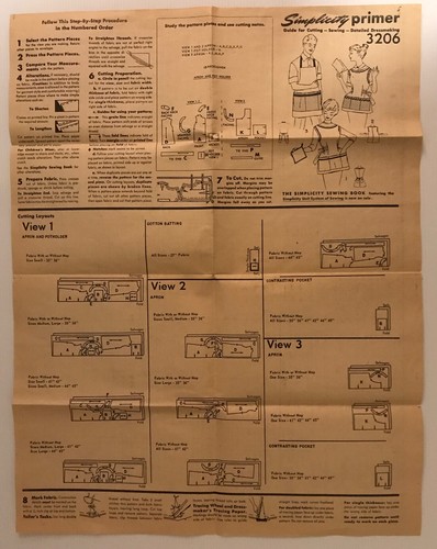 Simplicity 3206 Vintage 60s Sewing Pattern Men & Women's Apron Size: SMALL - Picture 8 of 11