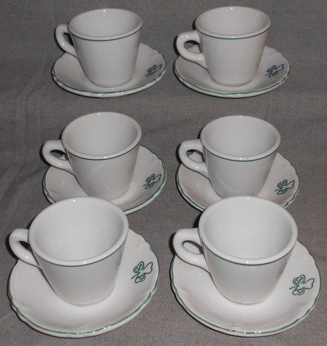 Set (6) SHENANGO Restaurant China ST PATRICKS CLOVER PATTERN Cups and Saucers - Picture 3 of 9