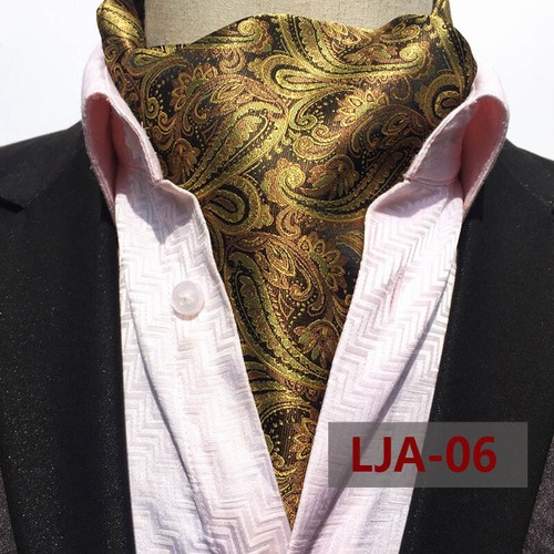 Men Cravat Scarves Paisley Polka Dots Ascot Wedding Party Self-tied Ties - Picture 14 of 27