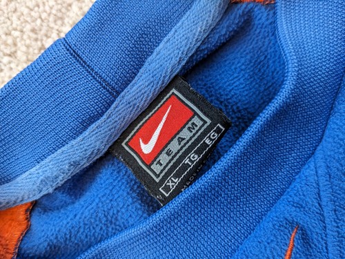 Vintage Team Nike Sweatshirt Men's XL Blue Orange Center Swoosh Fleece Y2K - Picture 5 of 8