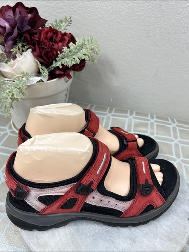 Ecco Receptors Technology Bed Red Blend Straps Sandals Women’s Size EU 40 US 9 M - 第 4/12 張圖片