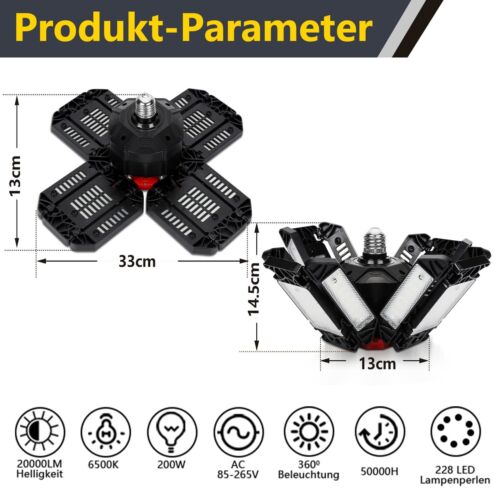 LED Lampe Werkstatt Garage Wand Deckenleuchte Garagenlampe Beleuchtung 18000lm - Bild 2 von 23