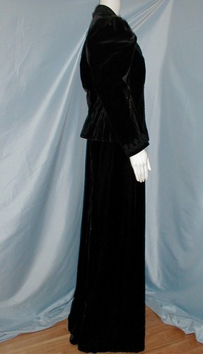 Rich Antique Dress Suit Edwardian 1912 Black Velvet Traveling Suit - Picture 4 of 7