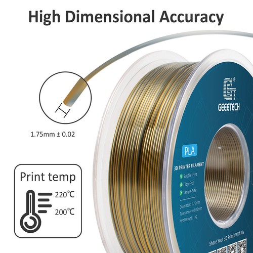 【Compre 3 y obtenga 1 gratis, agregue 4】Filamento de impresora 3D GEEETECH 1 KG PLA seda doble/tricolor - Imagen 11 de 45