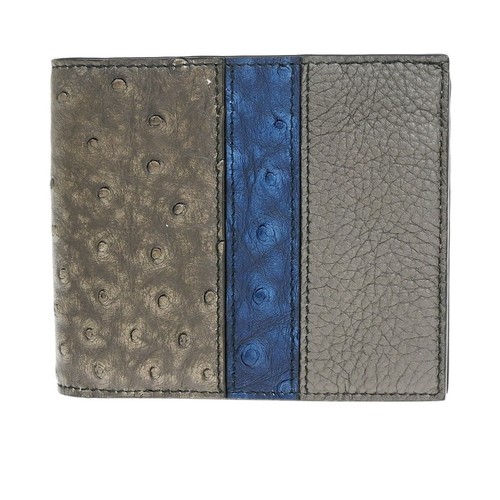 Cartera compacta plegable con logotipo BOTTEGA VENETA cuero exótico marrón azul 68EC004 - Imagen 3 de 13