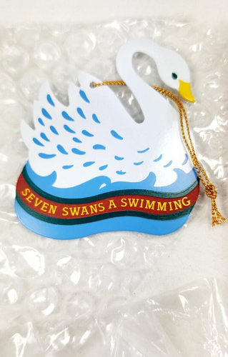 Vintage Avon Twelve 12 Days of Christmas Metal Ornament *Seven Swans a swimming* - Picture 2 of 4