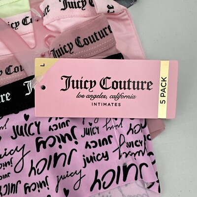 【新品タグ付き】Juicy Couture ビキニショーツMサイズ 5枚セット Juicy Couture Women's L Panties 5-Pack Bikini Logo & Solid