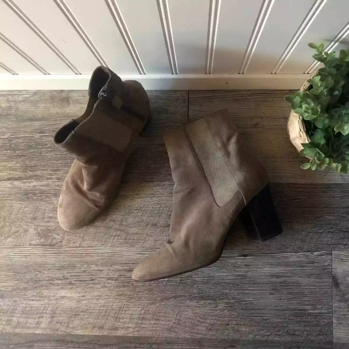 Aquatalia Frida Taupe Chelsea Boots Waterproof Suede Womens 8.5 eBay