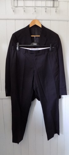 mens TM.LEWIN BLACK WOOL SLIM FIT SUIT 40"S CHEST 34" WAIST 28.5"L NEW NO TAGS - Picture 9 of 15