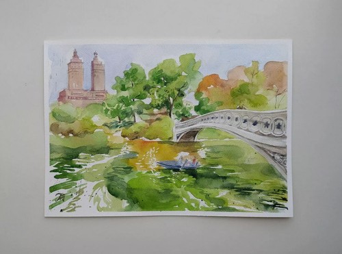 Sale of old works Set of 10 watercolor original paintings Landscape Summer - Picture 13 of 24