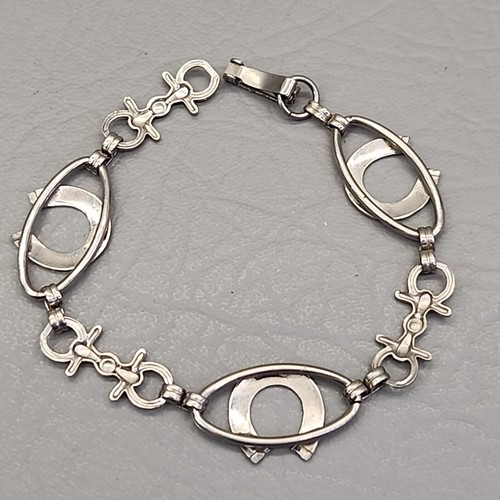 Vintage Horseshoe Bracelet Equestrian Silver Tone Linked 7" - Picture 10 of 15