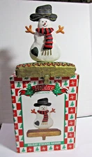 Happy Snowman Holiday Stocking Hanger Holiday Collection Resin & Metal 6"T X 4"W