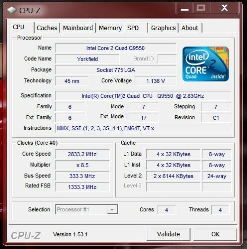 CPU Intel Core 2 Quad Q9550 2,83 GHz processore 12M/1333 SLB8V/SLAWQ LGA 775 - Foto 2 di 2