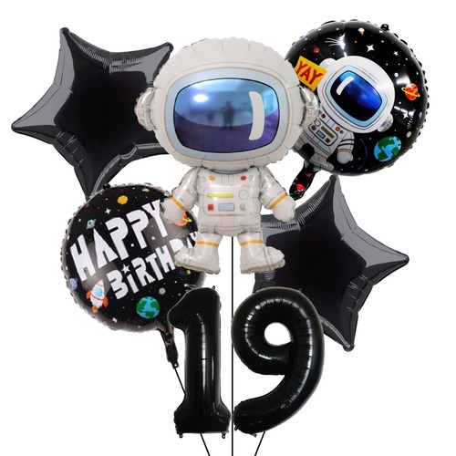 SPACE Theme Balloons Astronaut FOIL ROCKET Girl Boy BIRTHDAY Age SET Party DECOR - Picture 42 of 44