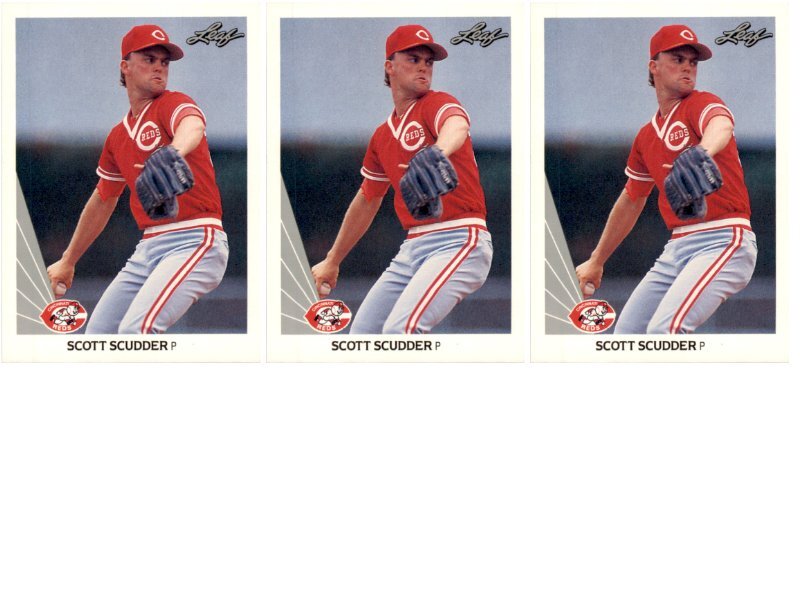 (3) 1990 Leaf #413 Scott Scudder Cincinnati Reds Card Lot