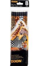 Dixon X14008 Wood-Cased Pencils, 4 Assorted Animal Prints, 8 Count