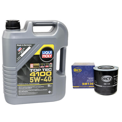 Motoröl Set Top Tec 4100 5W40 5 Liter Ölfilter SM136 für Audi Volvo S80 VW 