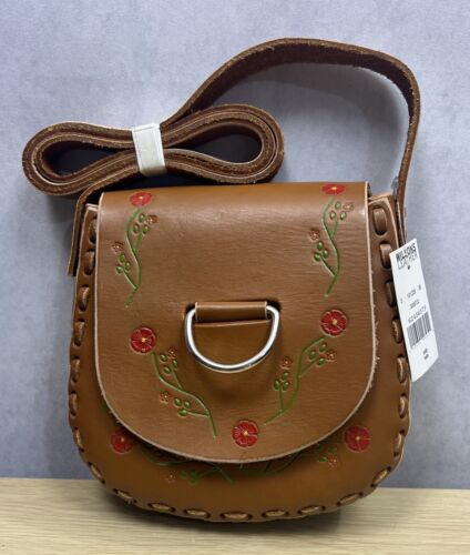 Vintage Wilson Y2K Tulip Leather  Saddle Shoulder Bag Artisan Thailand NWT $100 - Picture 4 of 8