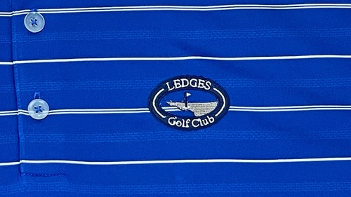 Nike Golf Ledges Golf Club Men Button Up Short Sleeve Striped Polo Shirt Size S - Picture 6 of 13