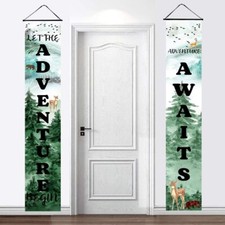 LOONELO Adventure Awaits Porch Banner 70.8"X11.8", Bon Voyage Let The Green