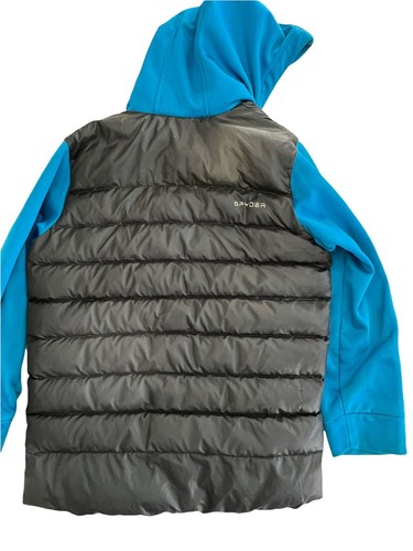 Boys Jacket Spyder Mt Elbert Synthetic Down Size Large Black Concept Blue Coat - Picture 2 of 5