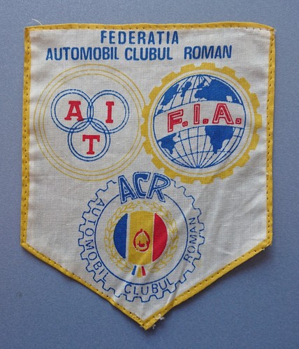 Vecchio Gagliardetto Bandiera Pennant Patch Federatia Acr Automobil Clubul Roman
