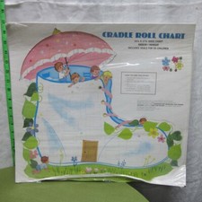 CRADLE ROLL CHART wall-hanger w/ window seals 1970s vtg name-tags NWT