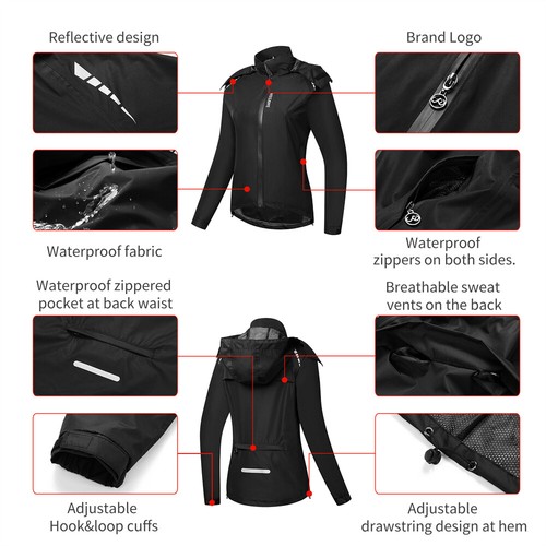 WOSAWE Outdoor Riding Raincoat Women MTB Road Bike Waterproof Lightweight Jacket - Picture 13 of 16
