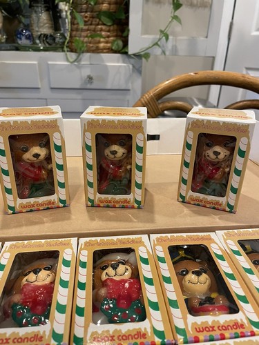 12 Vintage Weihnachten Teddies Wachskerzen einzelne Box Boxen mit Tragetasche RAR - Bild 10 von 16