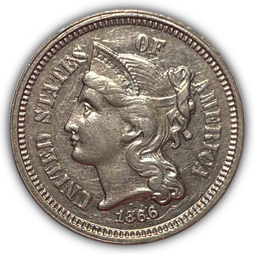 1866 Three Cent Nickel Proof PF Coin #23928