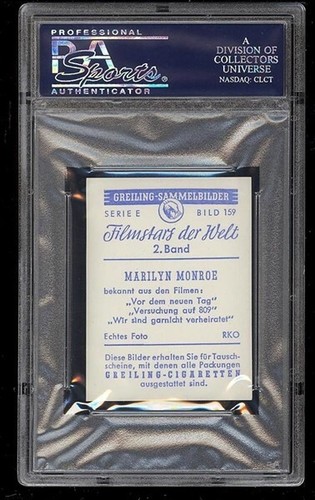 1953 Greiling Film Stars Card #159 MARILYN MONROE Der Welt Serie E PSA 7.5 NM+ - Picture 2 of 2