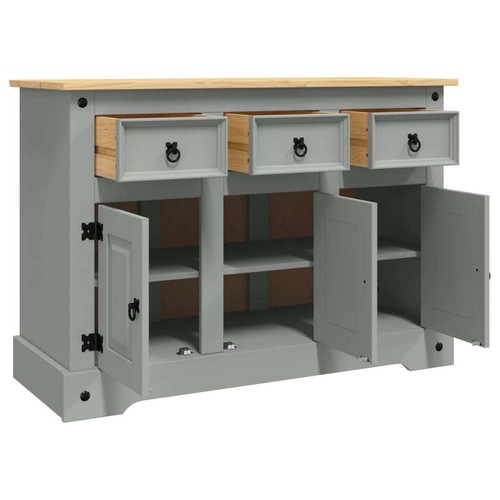 Grey Sideboard - Mexican Pine Wood, 112x43x78 , with Three Drawers and Y7E0 - Picture 4 of 10