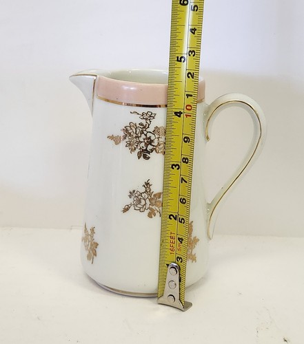 Brocca latte BOHO vintage Charles Ahrenfeldt Limoges Francia rosa e oro - Foto 7 di 8
