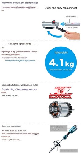 Makita Rechargeable Split Pump MUX18GRMP 18V 6.0Ah Battery, Charger 100VAC - Picture 8 of 10
