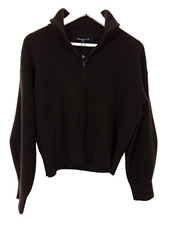 Image of Monsoon Women's Cardigan Size XS Dark Brown Half Zip High Neck NEW F2
