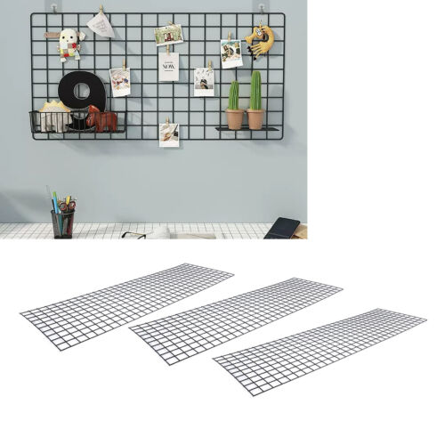 Photo Wall Panel - Memo Board Wire Picture Hanging Grid Rack Pack Of 3 Black - Picture 2 of 12