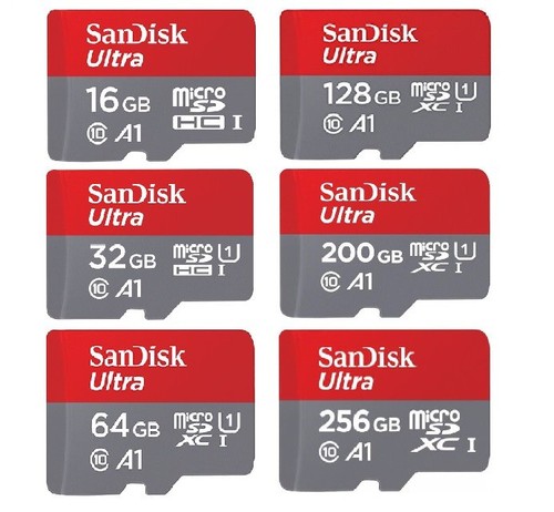 Lot de cartes mémoire micro SD SanDisk 32 Go 128 Go 256 Go 512 Go Ultra A1 C10 120 Mo - Photo 1/13