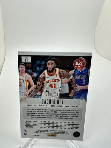 Saddiq Bey 2023-24 Deca Prizm Red Prizm /199 - Picture 3 of 4