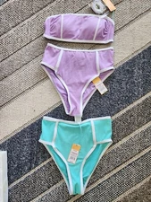 NWT Lot of 3 KONA SOL Women's Terry Tops and Bottoms Bikini Swimsuit, S (4-6)