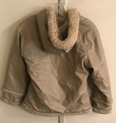 Hooded Chill Girls Long Sleeve Zip Up Khaki Waterproof jacket coat with Fur Trim - Bild 7 von 7