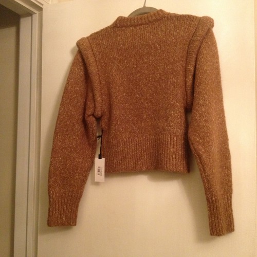 ASTR The Label NWT Women's Sweater XS CAMEL Light Tan Color Structured Shoulder - Picture 2 of 13