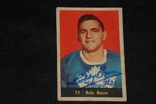 BOB BAUN 1960-61 PARKHURST SIGNED AUTOGRAPHED CARD #11 MAPLE LEAFS