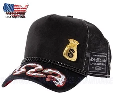 Red Monkey Money Bag Glory Black RM1522 Limited Edition Unisex Trucker Hat Cap