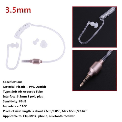 Cuffie monofoniche da 3,5 mm con tubo dell'aria nell'orecchio, cuffie stereo ant - Zdjęcie 2 z 15