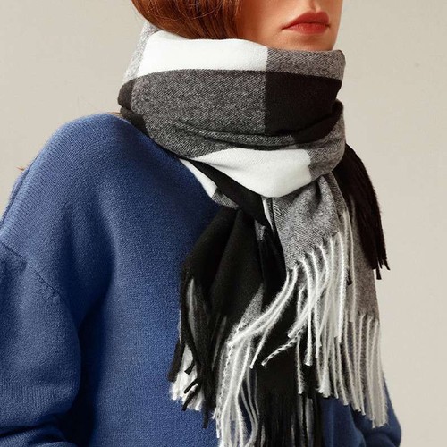 Women's Fashion Plaid Scarves Soft Scarf Ladies Warm Winter Luxe Tassel Female - Bild 10 von 27