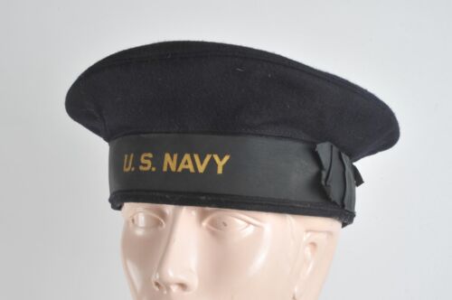 Vintage USN WW II US Navy “Donald Duck” Wool Sailor Flat Hat WW2 1940’s Size 7? - Picture 5 of 10