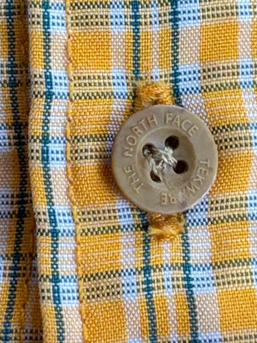 Camicia North Face uomo MEDIA gialla check manica corta bottoni tasca con cerniera - Foto 4 di 9